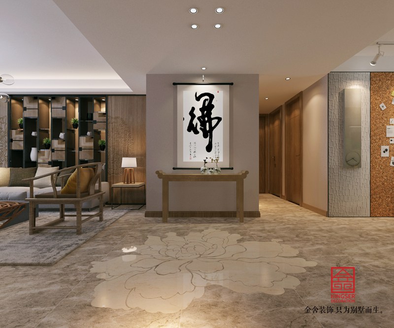 保利拉菲公館172平米裝修-新中式風格-玄關