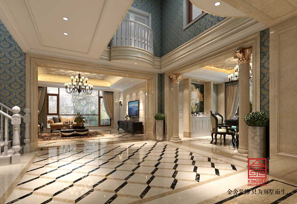 萬(wàn)科東麗湖別墅裝修-歐式風(fēng)格-客廳