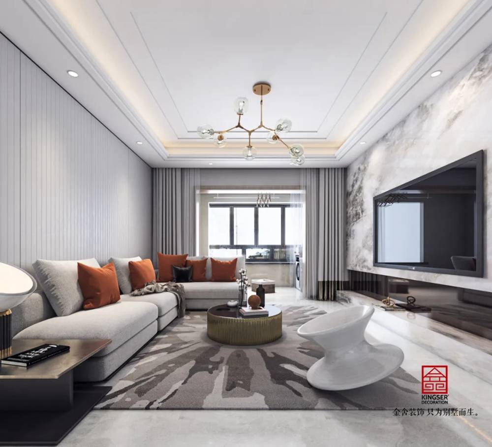 翰林甲第133平米裝修-現代簡約風格-客廳