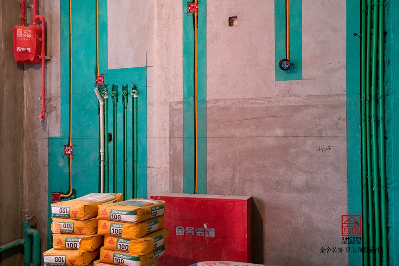 石家莊榮盛御府裝修水電階段施工現場