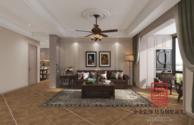 國仕山歐式風格裝修客廳效果圖