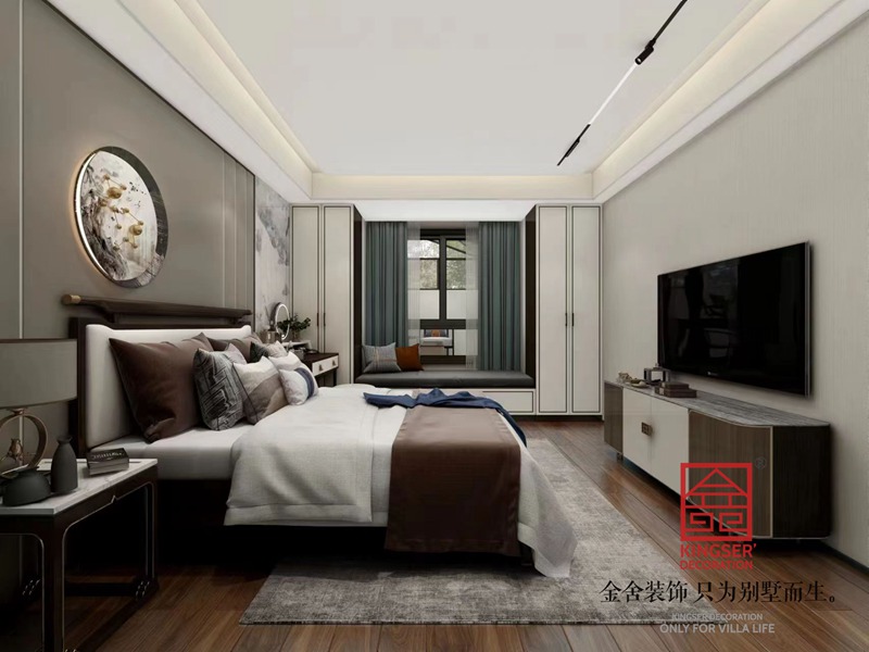 天山熙湖新中式裝修設計臥室效果圖