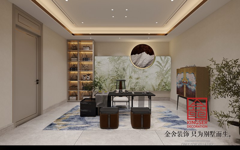 衡水漢王府別墅裝修520平現(xiàn)代法奢風格效果圖