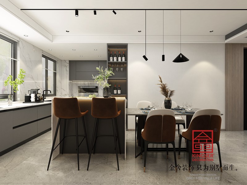 國仕山163㎡現代風格餐廳設計